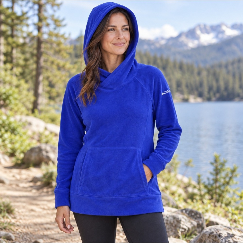 Columbia Womens Blue Fleece Pullover Hoodie Long Sleeve Size M
